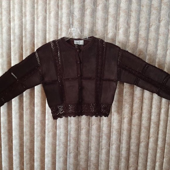 Scully Jackets & Blazers - EUC Brown suede and crochet crop jacket size 8
